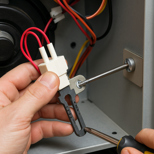 hot surface ignitor being installed